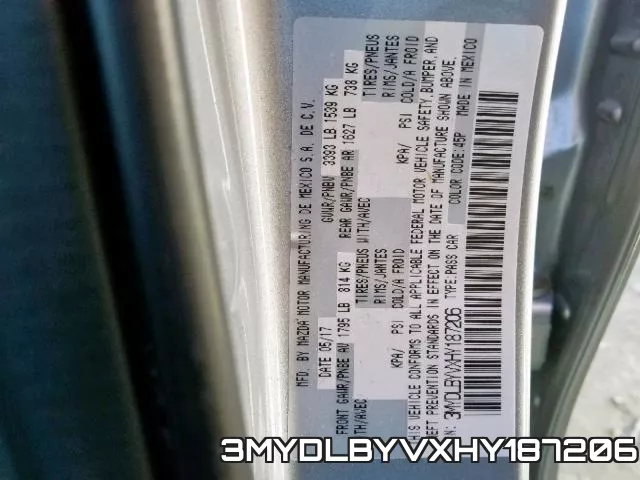 3MYDLBYVXHY187206 фото 2
