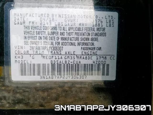 3N1AB7AP2JY306307 фото 2