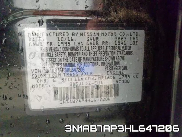 3N1AB7AP3HL647206 фото 2