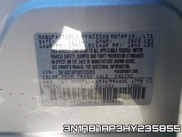 3N1AB7AP3HY235855 фото 2
