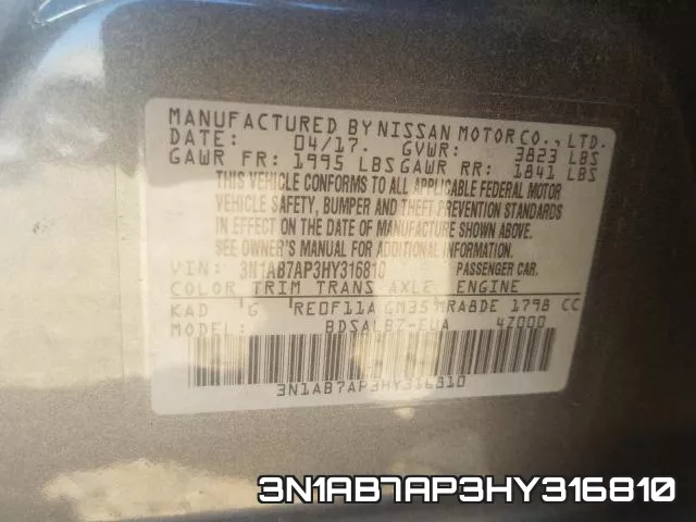 3N1AB7AP3HY316810 фото 2