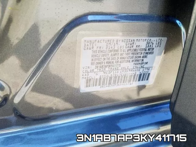 3N1AB7AP3KY411715 фото 2