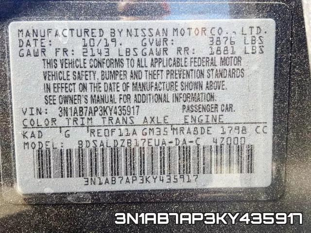 3N1AB7AP3KY435917 фото 2