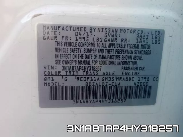 3N1AB7AP4HY318257 фото 2