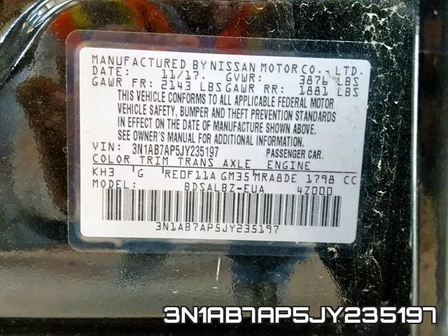 3N1AB7AP5JY235197 фото 2