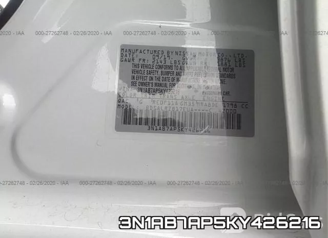 3N1AB7AP5KY426216 фото 10