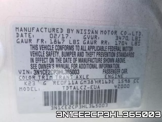 3N1CE2CP3HL365003 фото 2
