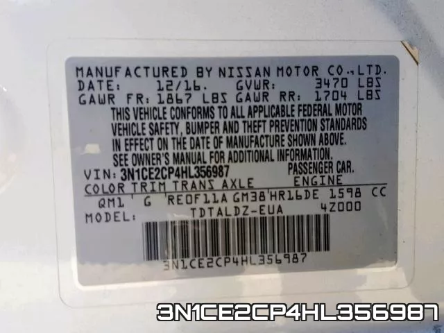 3N1CE2CP4HL356987 фото 2