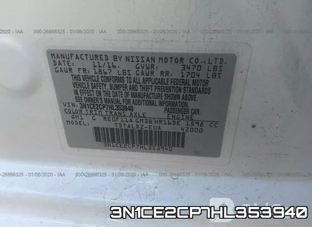 3N1CE2CP7HL353940 фото 10