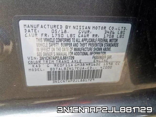 3N1CN7AP2JL881729 фото 2