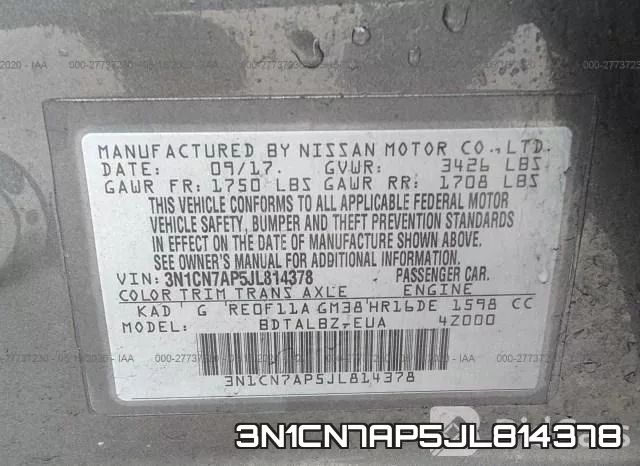 3N1CN7AP5JL814378 фото 10