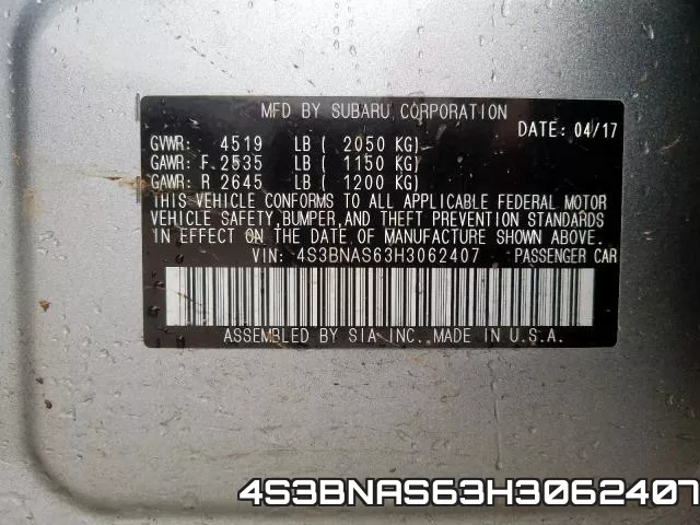 4S3BNAS63H3062407 фото 2