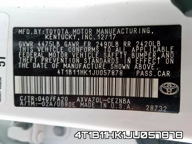 4T1B11HK1JU057878 фото 2