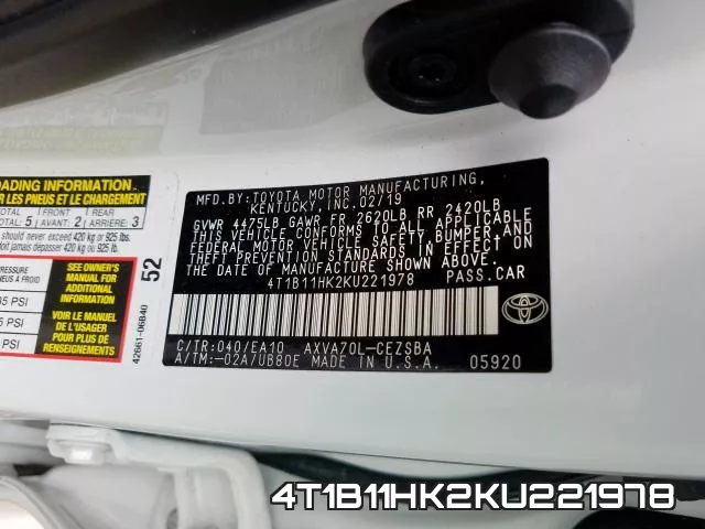 4T1B11HK2KU221978 фото 2