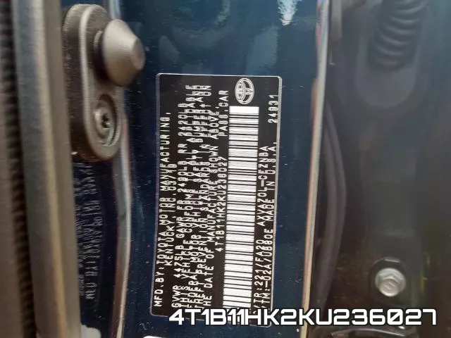 4T1B11HK2KU236027 фото 2