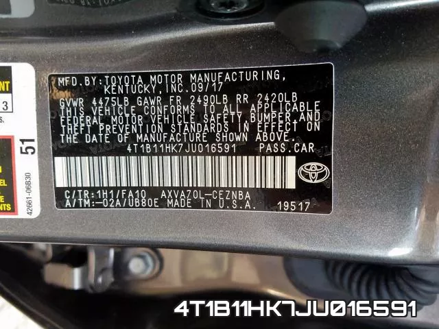 4T1B11HK7JU016591 фото 2