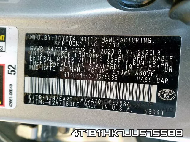 4T1B11HK7JU575588 фото 2