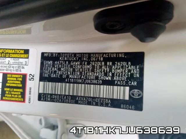 4T1B11HK7JU638639 фото 2