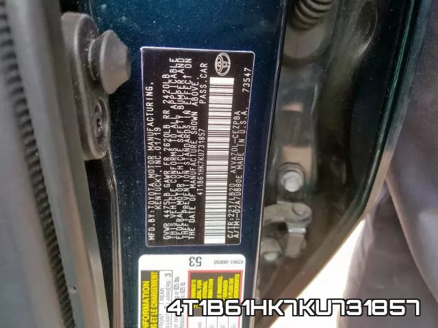 4T1B61HK7KU731857 фото 2