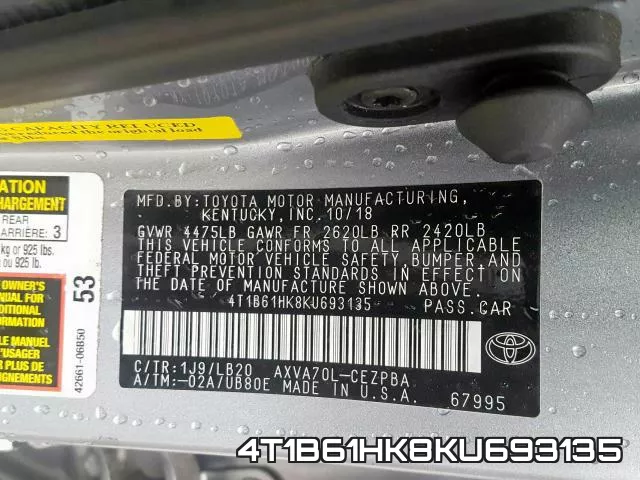 4T1B61HK8KU693135 фото 2