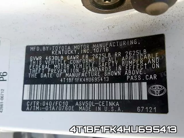 4T1BF1FK4HU695413 фото 2