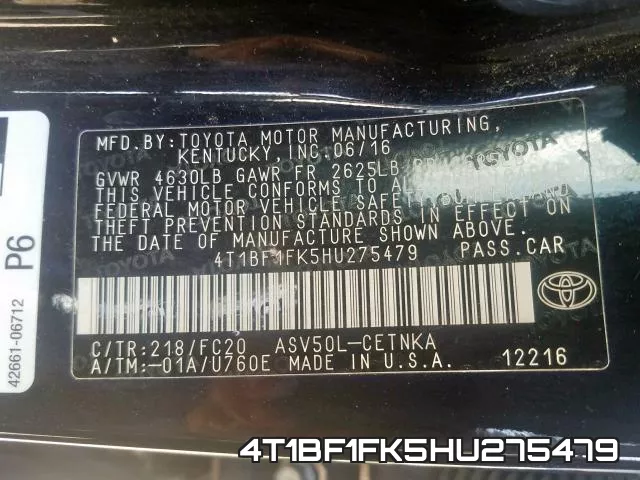 4T1BF1FK5HU275479 фото 2