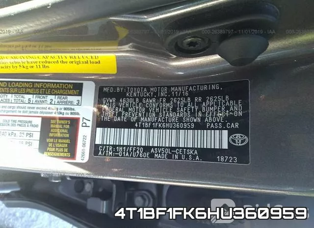 4T1BF1FK6HU360959 фото 10