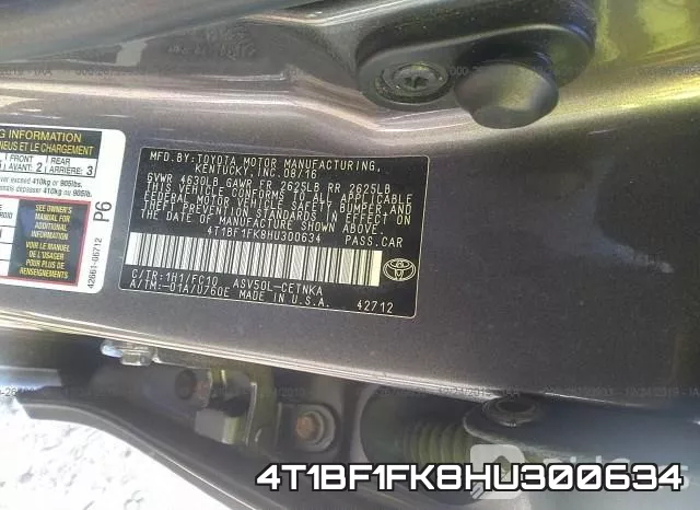 4T1BF1FK8HU300634 фото 10