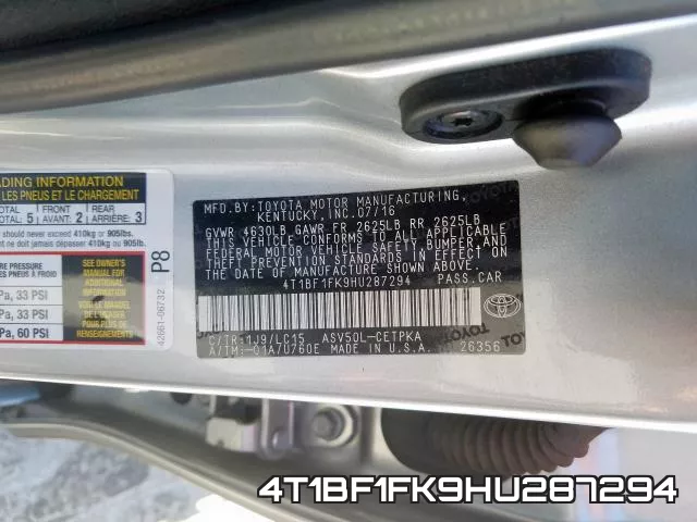 4T1BF1FK9HU287294 фото 2