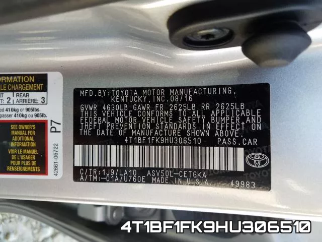 4T1BF1FK9HU306510 фото 2