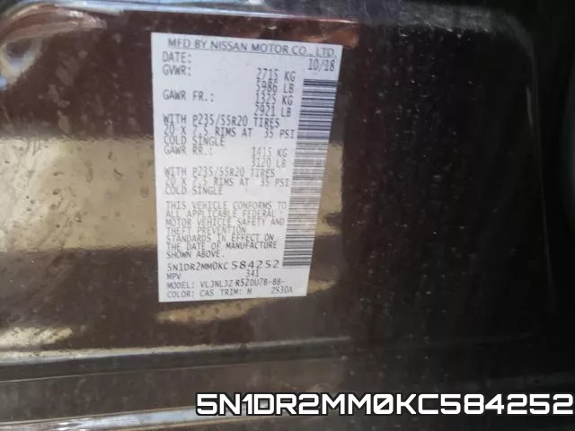 5N1DR2MM0KC584252 фото 2