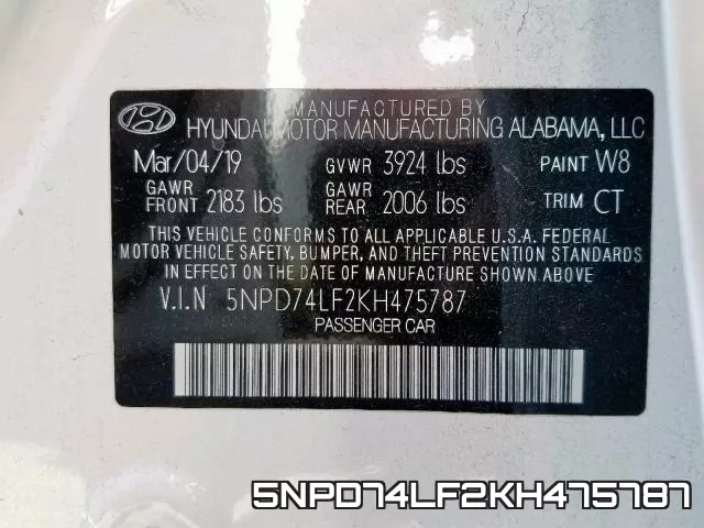 5NPD74LF2KH475787 фото 2