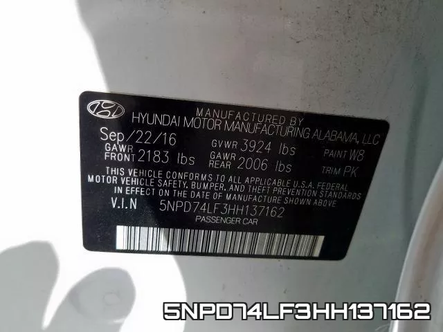 5NPD74LF3HH137162 фото 2