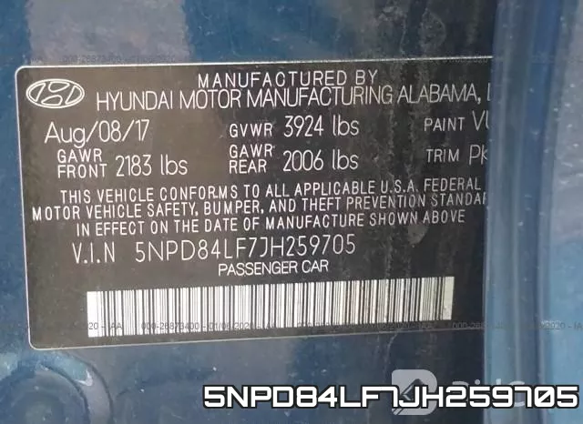 5NPD84LF7JH259705 фото 10