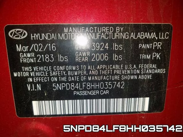 5NPD84LF8HH035742 фото 2