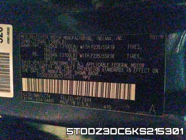 5TDDZ3DC6KS215301 фото 2