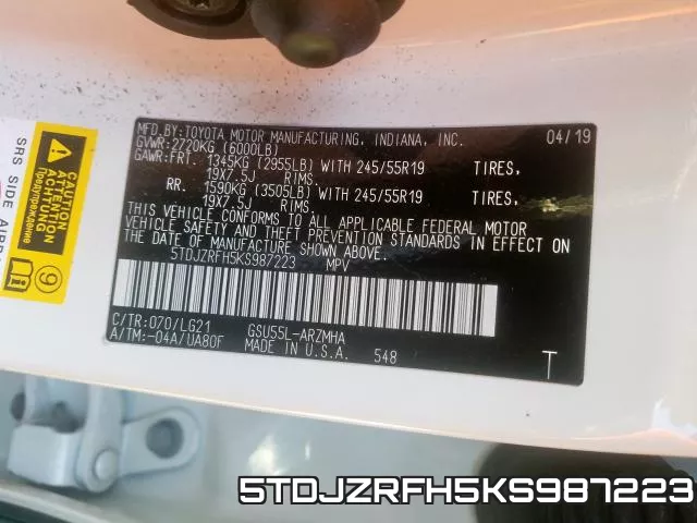 5TDJZRFH5KS987223 фото 2