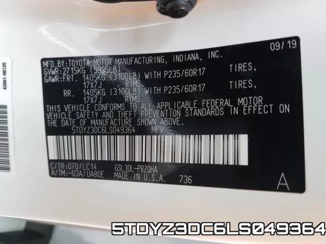 5TDYZ3DC6LS049364 фото 2
