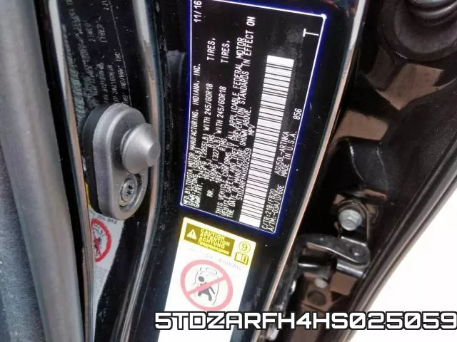 5TDZARFH4HS025059 фото 2