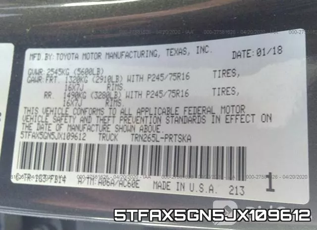 5TFAX5GN5JX109612 фото 10