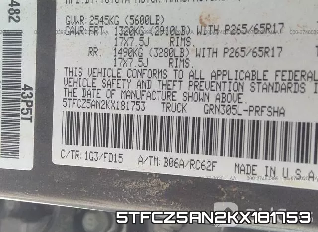 5TFCZ5AN2KX181753 фото 10