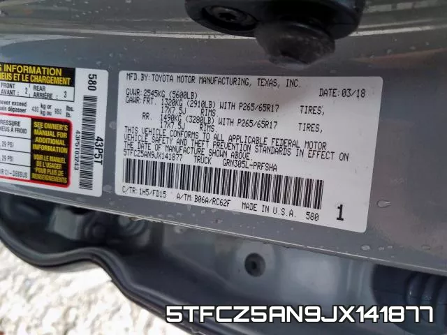 5TFCZ5AN9JX141877 фото 2
