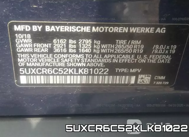 5UXCR6C52KLK81022 фото 10