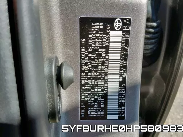5YFBURHE0HP580983 фото 2