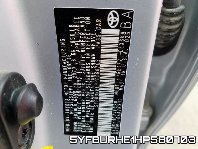 5YFBURHE1HP580703 фото 2