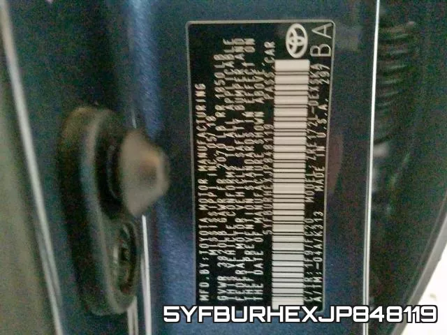 5YFBURHEXJP848119 фото 2
