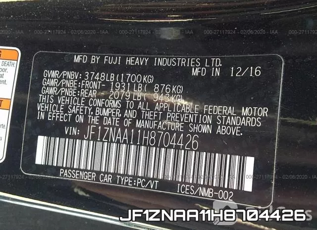 JF1ZNAA11H8704426 фото 10