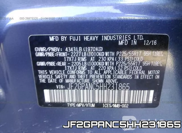 JF2GPANC5HH231865 фото 10