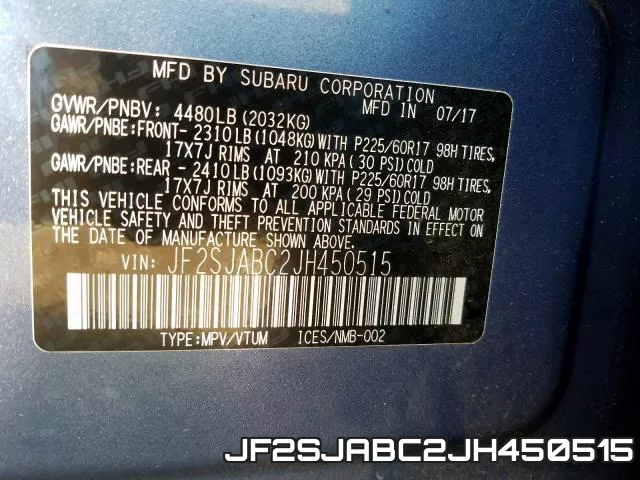 JF2SJABC2JH450515 фото 2