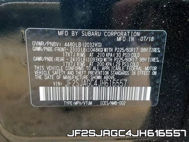 JF2SJAGC4JH616557 фото 2